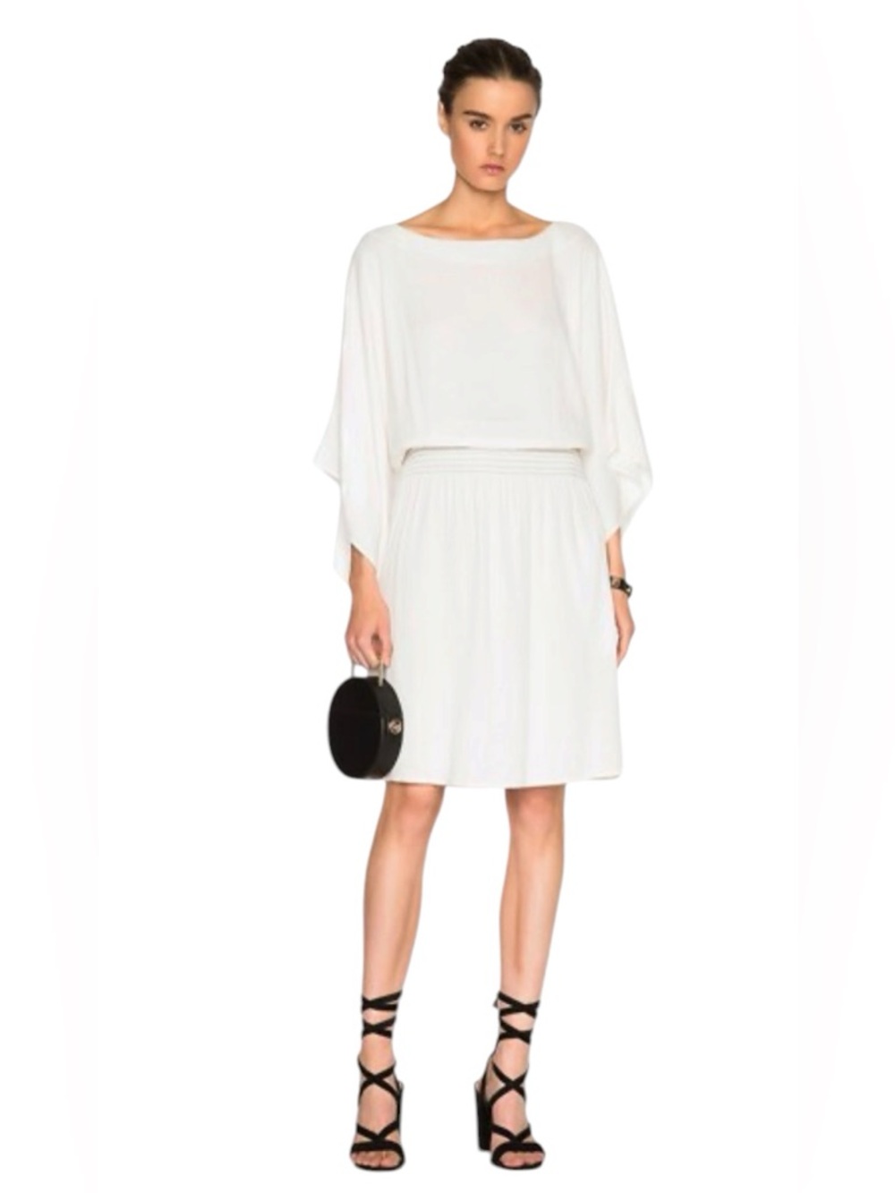 Toteme Havana Ivory Dress w/Boatneck & 3/4 Kimono style sleeves Size Medium